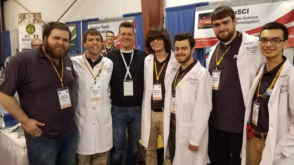 Josh Katz KD2JAO, Nathaniel Frissell W2NAF, Rok Mear (Red Pitaya CEO), Brendan Keogan KD2LXD, Chris Harrsch KD2GYD, Nick Zito KD2MCS, and Josh Vega KD2NKK